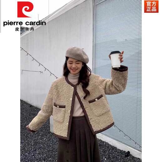 Pierre Cardin New Lamb Pel Mantel für Frauen im Frühling, Herbst und Winter neuer kleiner Mensch mit einzigartigem Duftstil super schöner Top für Frauen lila (756) schlug vor, dass innerhalb von 95 Jin [Jin 0,5 kg] entspricht]