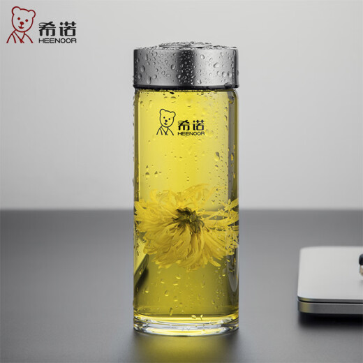 Copa de regalos de oficina de vidrio de una sola capa Heenoor Copa de regalo portátil al aire libre para hombres y mujeres XN-6015 XN-6190- (con filtro de té) 280ml