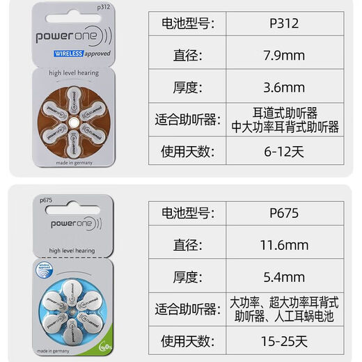 Слухой AID Battery Powerone Germany Оригинальная кнопка Electronics P10P13P312P675 P13 One Poard 6 Peates I. То же самое модель, доступная для Universal