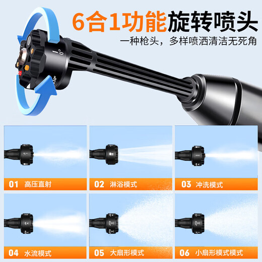 Beoz car wash high-pressure spray gun car wash machine car wash water gun high-pressure water spray gun household supercharged lithium battery car brush artifact 580W 5999VF single battery + six-in-one nozzle + car wash gift bag