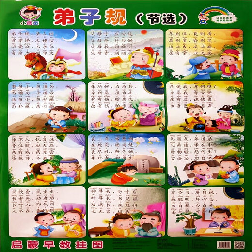 0~6 years old baby scan code audio wall chart Tang poetry nursery rhyme disciple rule multiplication table Chinese pinyin initials consonants and rhymes children learning artifact set of five