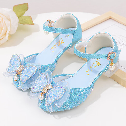 
Ruiyang children's princess shoes high heels girls primary school students Latin dance performance shoes new summer girls sandals fashion A9928 silver 31 inner length 19.5 cm