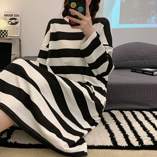 
Xianxiu Spring and Autumn New Sweet Large Size Over-Knee Long Sleeve Night Dress Home Clothing 16863 Cute Three-eyed Cute B 170 M (suitable for 80-100 Jin [Jin equals 0.5 kg])