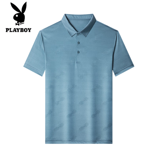 Playboy (PLAYBOY) high-end jacquard 100% mulberry silk short-sleeved T-shirt for men middle-aged summer casual silk thin POLO. shirt BY6218-Molan XL 175/52 [suitable for weight 135-155 Jin [Jin equals 0.5 kg]