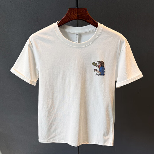 Guangan Aepe High-End-Kurzärärmel-T-Shirt für Herren Sommer Neue Top Trendy Marke Insatile Basis-Hemd-Hals-Buchstaben gedrucktes T-Shirt 9926 Weiß L 120-140jin [Jin entspricht 0,5 kg]