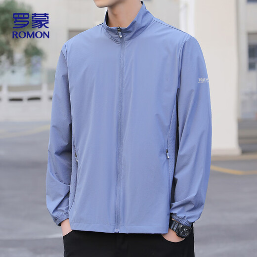 ROMON sun protection clothing men's new ice silk skin clothing outdoor fishing casual jacket tops men's ZH2368 haze blue 2XL