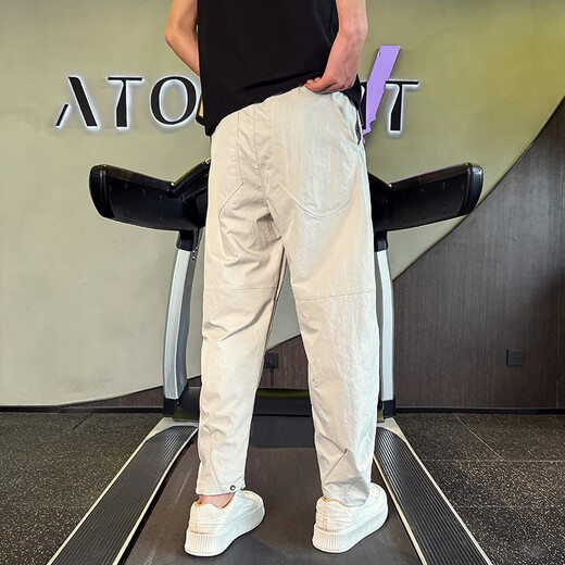 Kurashi Ichiki Summer Thin Quick-Drying Leisure Pants for Men 2025 New Fashion Brand Stylish Loose Simple Versatile Nine-Matching Pants Grey L