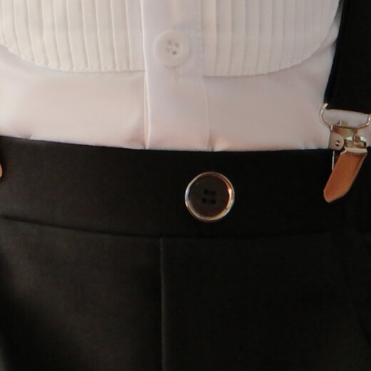 萝卜呗呗（LUOBOBEIBEI）儿童背带裤套装夏款男童礼服六一主持演出服 黑色短裤四件套  120