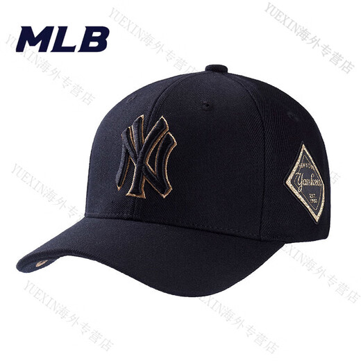 美职棒（MLB）韩国硬顶棒球帽男女同款可调节大标NY四季帽子时尚百搭潮官方 硬顶全黑NY 均码 可调节