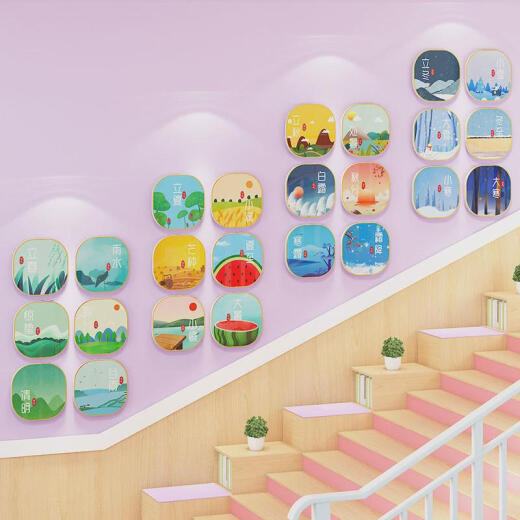 24 Veinticuatro Términos solares Pinturas decorativas Cultura tradicional China Pegatizas de pared Kindergarten Materiales de creación ambiental Tema Terminado x14118 mm