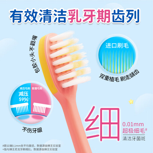 Lion Fine Teeth Cleaner, Antibacterial and Ultra-Fine Bristle Children's Toothbrush, Stress Reducing Dual Suitable Teeth for 2 years and above, 3 pieces, new and old packaging randomly