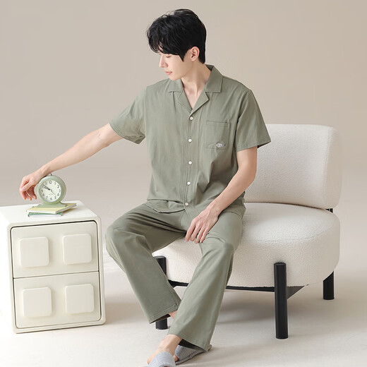 
Yu Zhaolin's new style new Chinese comfortable men's spring and autumn summer cotton home clothing suit cardigan casual and can wear pajamas outside 16859A L