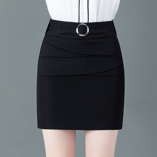 S.SOFEA high waist short skirt makes you look slim and versatile professional black black 9906 L 100-110Jin [Jin equals 0.5 kg]