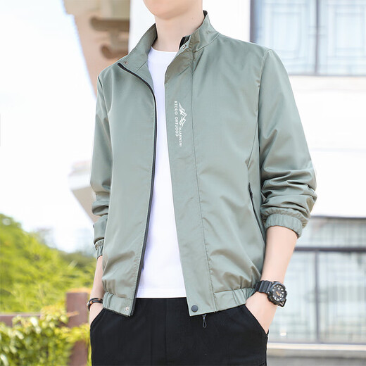 Romon Frühlingsdünne Ständerkragenjacke Herren lässige Jacke Trendy Kurzer Trench Coat Herren-Langarm-Strickjacke Top Jacke 686 [Schwarz] M [Vorgeschlagen 80-95jin [Jin gleich 0,5 kg]]