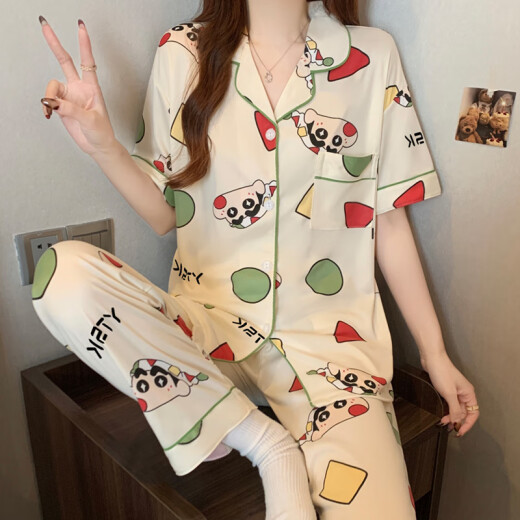 含蕊卡通牛奶丝女睡衣三件套家居服 FS*14132 170 M