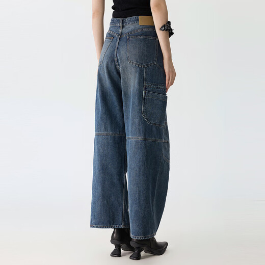 Jnby [mismo modelo en el centro comercial de compras] 25 pantalones de trabajo sueltos de jeans de primavera 5p2e12040 993/denim oscuro azul s