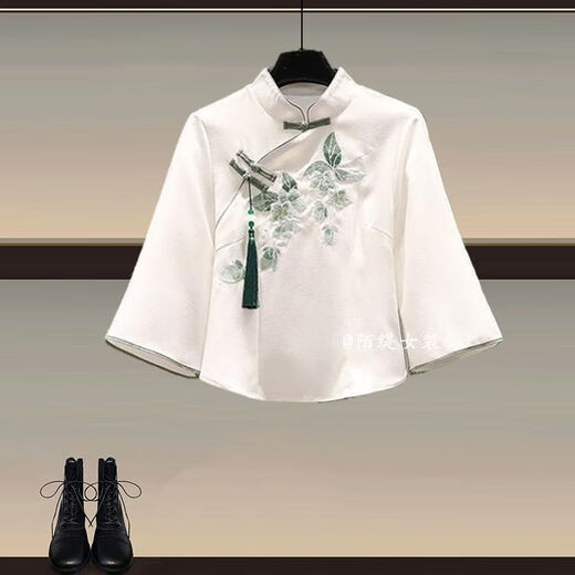 DWRW MINT GREEN MAMBO-STYLE NEUE CHINESS HANFU TOP Kleid Frauen 2025 Frühling und Sommer New Chinese Style Horse-Mart Rock Set Hanfu Top + 1289 Pink Horse-Mart-Rock Zwei-teilige Set 2xL empfohlen 140-160jin [Jin gleich 0,5 kg]