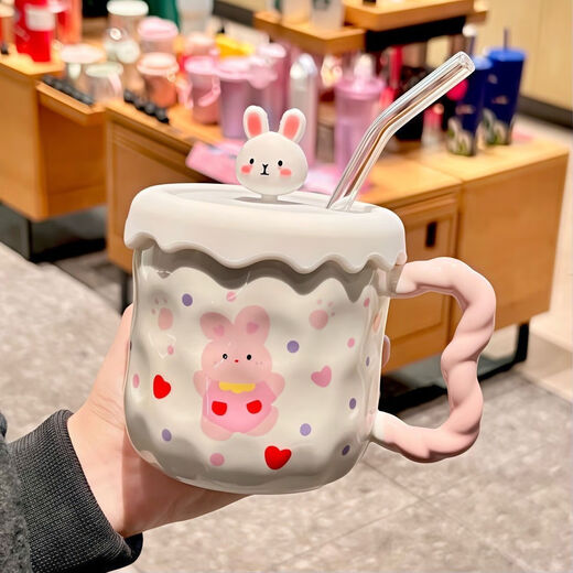 Puppy Mug Ceramic Couple Water Cup Birthday Gift Cup Good-Looking Girls Companion Gift Puppy Mug Complete Set Gift Box 1 400ml