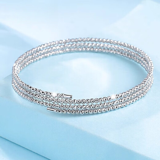 Pavilion pt950 platinum bracelet for women, elastic laser bouncy bead bracelet, sparkling round bead platinum bracelet bracelet gift, gold weight 2.9-3.1 grams, single circle elastic bracelet