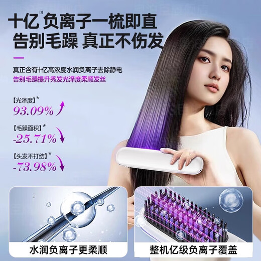 Chizu German craftsmanship wireless hair straightening comb negative ion hair care does not damage hair wireless portable straightening and curling dual-use fluffy splint artifact for men and women high skull shape pearl white billion hydrating negative ions丨birthday gift for girlfriend girlfriend wife top ten brands of best-selling 100w hair straightening comb