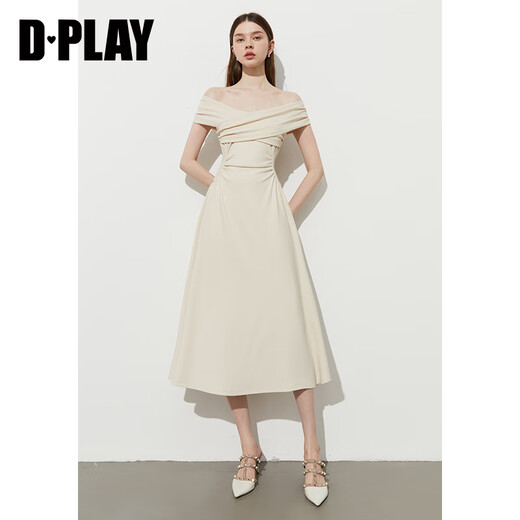 
DPLAY 2025 summer new red dress with women's temperament slim long toast dress dress popular summer clothes cream apricot M