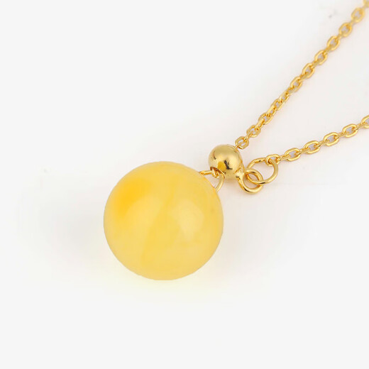 MUJUE beeswax pendant pearl chicken oil yellow honey amber round bead clavicle chain women's necklace
