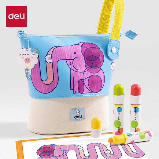 Гастроном (гастроном) 24-цветные пухлые детские удобные в захвате толстые штанги легко моющиеся акварельные ручки для рисования и раскрашивания цветные ручки художественная роспись материал для хранения тубус выпускная картина подарочный эскиз HM518-24