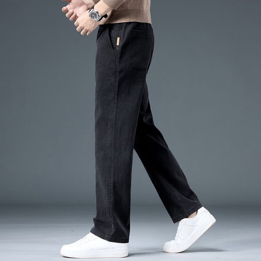 Arbeitshose für Männer gerade lose elastische elastische Hose für Frühlings- und Sommerdünne Casual Hosen für Männer tragen resistente Arbeitshosen WK-K1105 Grau M.