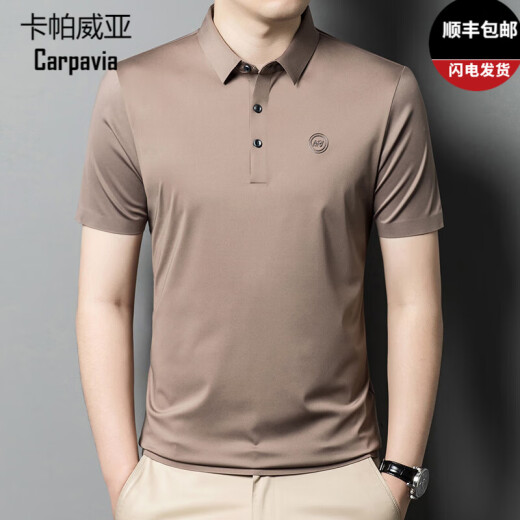 卡帕威亚贵族短袖t恤男夏季薄款半袖翻领亲肤透气商务休闲免烫半袖上衣T恤 9859浅蓝 均码 M 170码