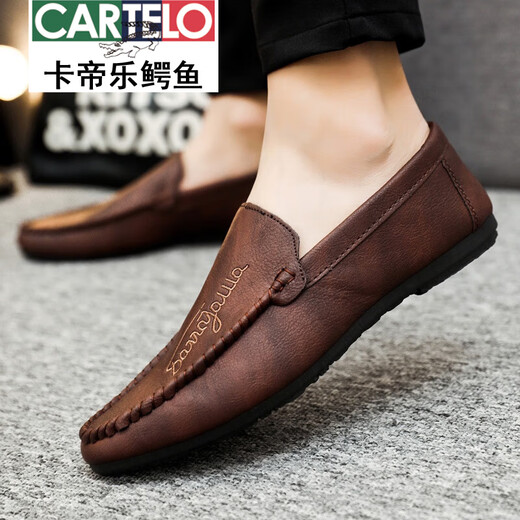 
CARTELO 2025 youth spring versatile Korean new lazy bean shoes trendy casual men's loafer shoes with one foot D838 black 39