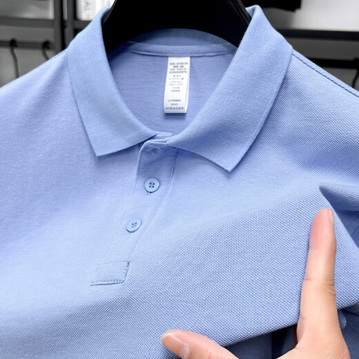 Camiseta de manga corta de algodón puro de 220 g Combinado para la solapa sólida de solapa de hombre NUEVO estilo de polo de mediana edad y jóvenes gris claro l