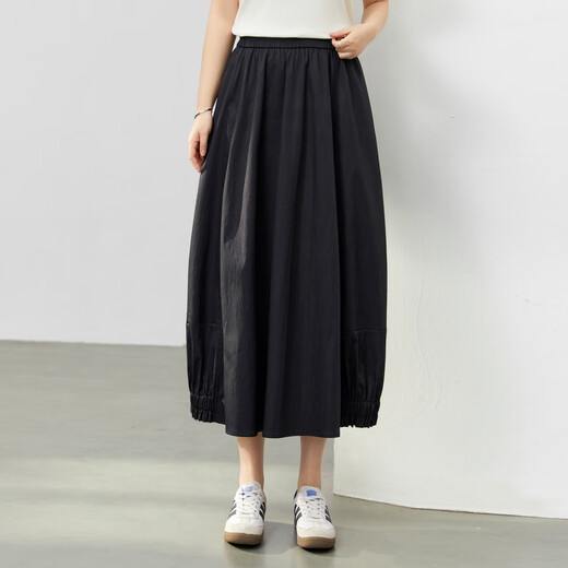 
Slim Li Show [Smoke Wave Flower Skirt] Design-sensory elastic waist drooping skirt Large size women's fat mm summer new style 1283 black L