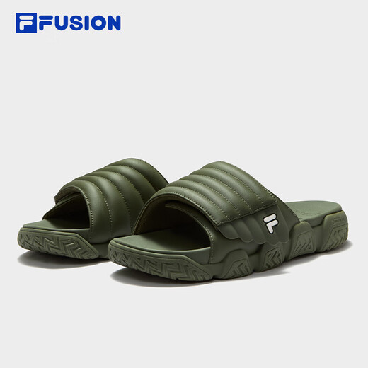 FILA FUSION斐乐潮牌拖鞋男鞋潮流凉拖鞋2025夏新款面包拖鞋沙滩鞋 凯特橄榄绿-CO 40