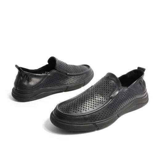 Senda Loafer men's shoes summer new style shopping mall same style one-legged bean shoes casual leather shoes 1BH01BM3 black 43