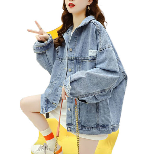 FHHUABD牛仔外套女学生韩版宽松早春外套春款棒球服外穿牛仔衣新款潮 9926#蓝色 S 【建议80--100斤】