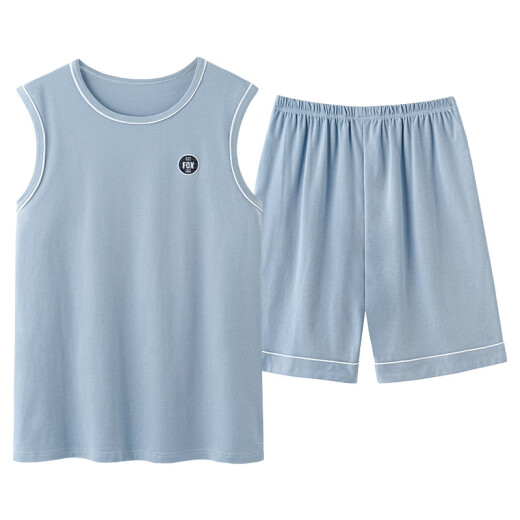 Palando Pajamas para hombres para pantalones cortos de chaleco sin mangas de algodón de verano Gran tamaño para el chaleco de verano para hombres Juego de ropa para el hogar 13657 [algodón puro, amigable con la piel y transpirable] XL [sugerido para 120-140Jin [Jin iguala 0.5 kg] de desgaste]