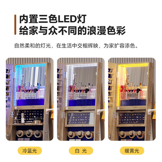 接运猫旋转全身镜 衣帽间落地镜 现代简约试衣镜子首饰收纳储物柜穿衣镜 圆底移动款6288A白色隔层可调+