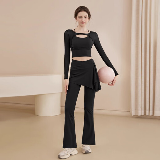 Youyou Yoga Wear Women's Autumn and Winter Mesh Long Sleeve Slimming Sports Top Pilates Training Premium Fitness Wear Set Ebony Brown Long Sleeve Removable Coaster S Recommended weight 100Jin Jin is equal to less than 0.5kg