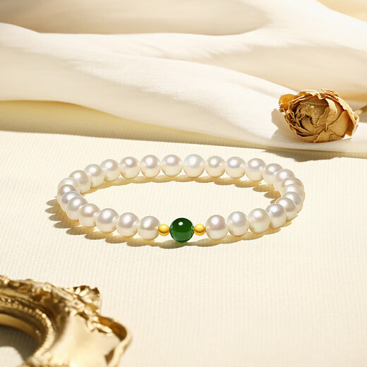 Chao Acer Qingyu Pearl Jasper S925 Silver Bracelet Women's Silver Jewelry Hand Accessories for Mother's Birthday Gift Women Pearl Approximately 5.5-6mm Chain Length Approximately 16cm (Elastic Cord)