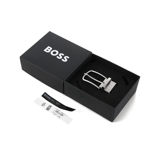 雨果博斯（HUGO BOSS）男士可剪裁针扣双面商务休闲腰带皮带 黑色 50491871 002 均码