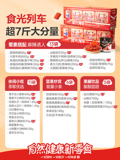 Bestore Shiguang Train Extra große riesige Snack-Geschenkpackung für Freundin und Kind zum Geburtstag, Geschenkbox Super 7Jin Jin entspricht 0,5 kg Shiguang Train 3527 g/35 Beutel