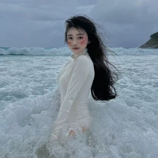 Xiyi Kain's new one-piece swimsuit conservative belly-covering slim long-sleeved trousers sun protection quick-drying snorkeling surfing wetsuit jellyfish suit white M