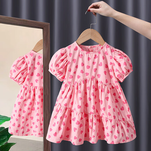 Snoopy fashionable girls dress summer new style love sweet pure cotton breathable children's princess skirt 829 red 80