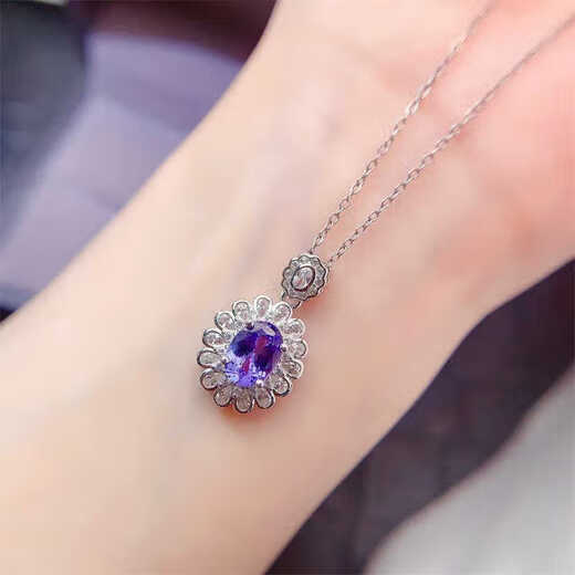 Iosn Natural Tanzanite Pendant Women's 925 Silver Inlaid Blue Gemstone Necklace Clavicle Chain Fashion Full Diamond Temperament Gift