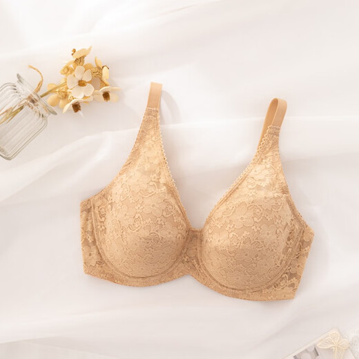 古今内衣文胸专柜正品紫兰蒂薄全罩杯收副乳调整聚拢大胸显小7373 5308杏色 85E