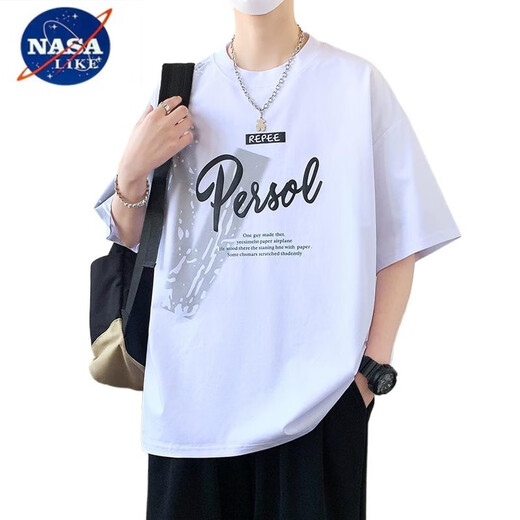 NASALIKE青少年夏季新款短袖t恤男孩学生宽松帅气冰丝半袖上衣服大童男装 693米色 M 80-95斤