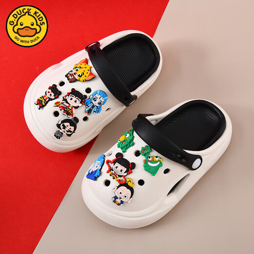 G.Duckkids Маленькая желтая утка Nezha Детская дырочка обувь для девочек Summer Cartoon Новая мягкая подошва не скользящего мальчика Дом Розовый розовый 17 см размером 24-25