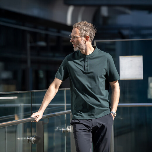Care of Lord 丨 Sonic 丨 Summer des hommes à manches courtes à manches courtes Henry Polo Business T-shirt 098601 Midnight Blue L