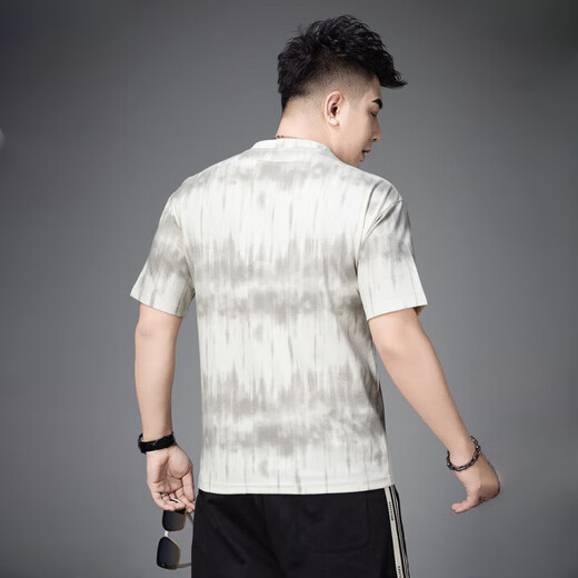 奥圣特（AOSHENGTE）高端潮牌印花T恤男士夏季薄款短袖2025新款潮流宽松圆领休闲半袖 9904黑色 M
