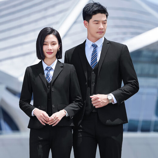 Yuanfeiya Business Suit Suit Unisex Temperament Business Interview Formal Wear 4S Store Sales Department Sales Work Clothes Single Black Suit (Male) L